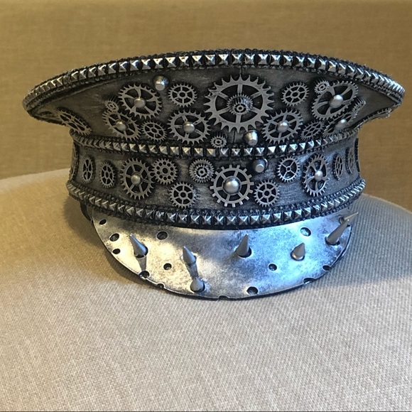 Silver Steampunk Spike Gear Hat NWT - Picture 2 of 9